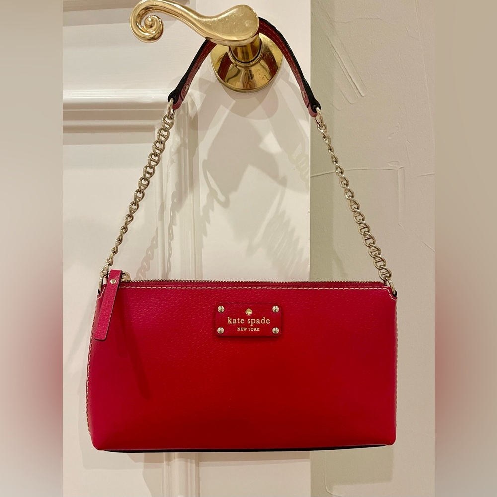Kate Spade Wellesley Collection Byrd Garnet Shoulder Bag with Chain Strap